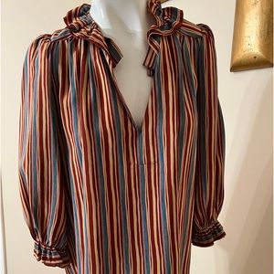 Maison Mayle silk top.  Multi Stripe. Size 6.
